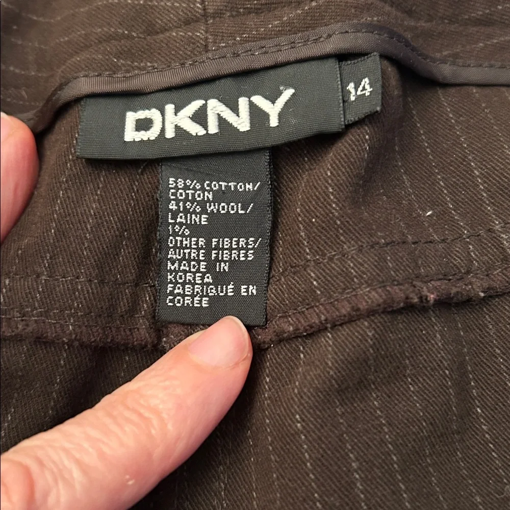 DKNY Dark Brown Wool-Blend Pants
